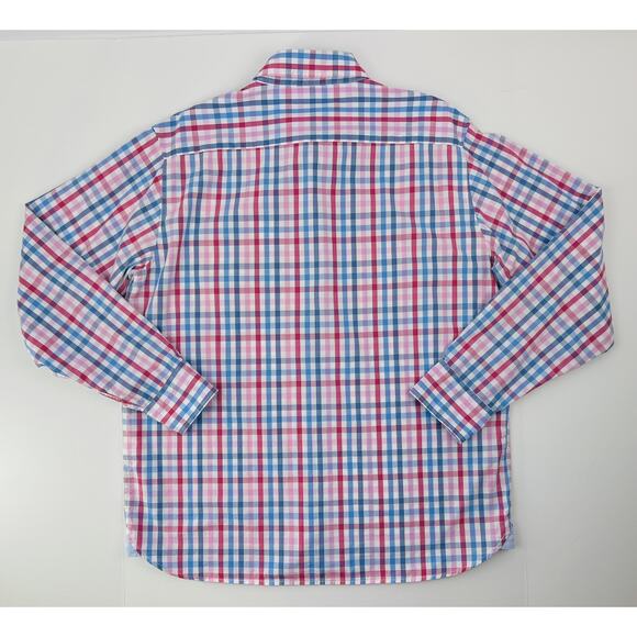 Tackle & Tides Preppy Button Shirt Mens Large White Pink Blue Plaid Long Sleeve - Picture 6 of 9